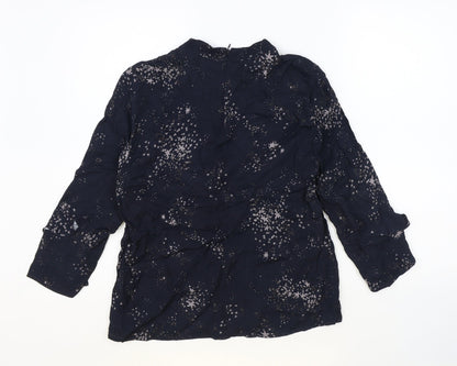 Phase Eight Womens Blue Geometric Viscose Basic Blouse Size 8 V-Neck