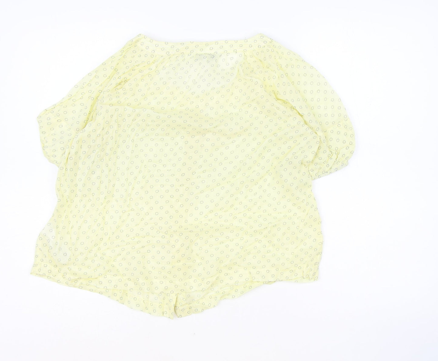 NEXT Womens Yellow Geometric 100% Cotton Basic Blouse Size 8 Scoop Neck