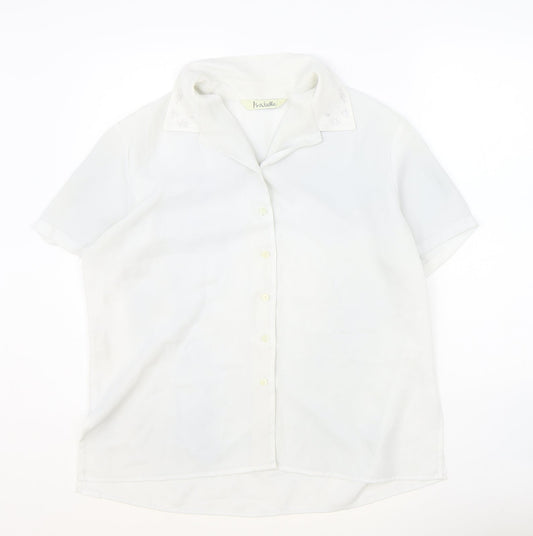 Isabell Womens Ivory Polyester Basic Button-Up Size 18 Collared