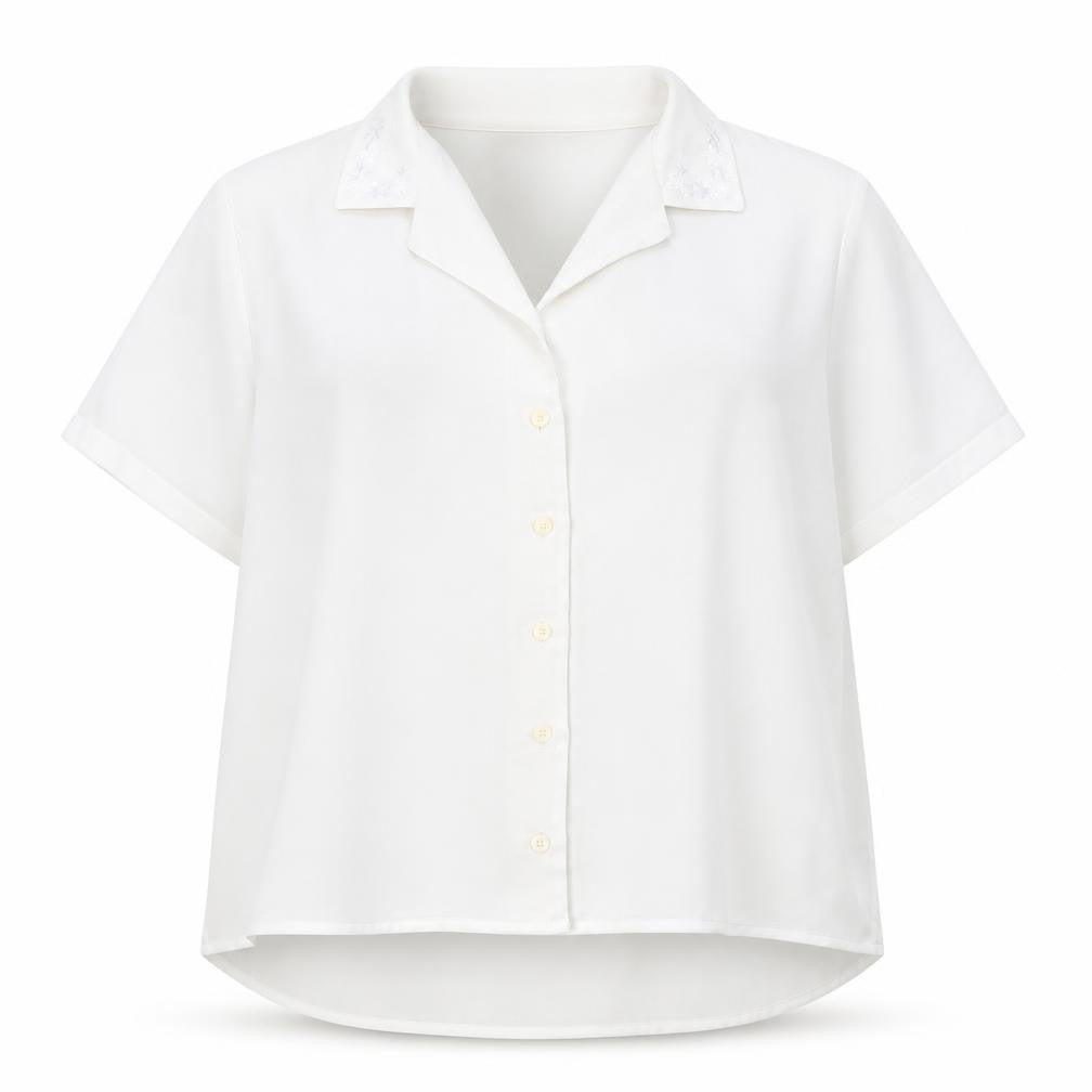 Isabell Womens Ivory Polyester Basic Button-Up Size 18 Collared