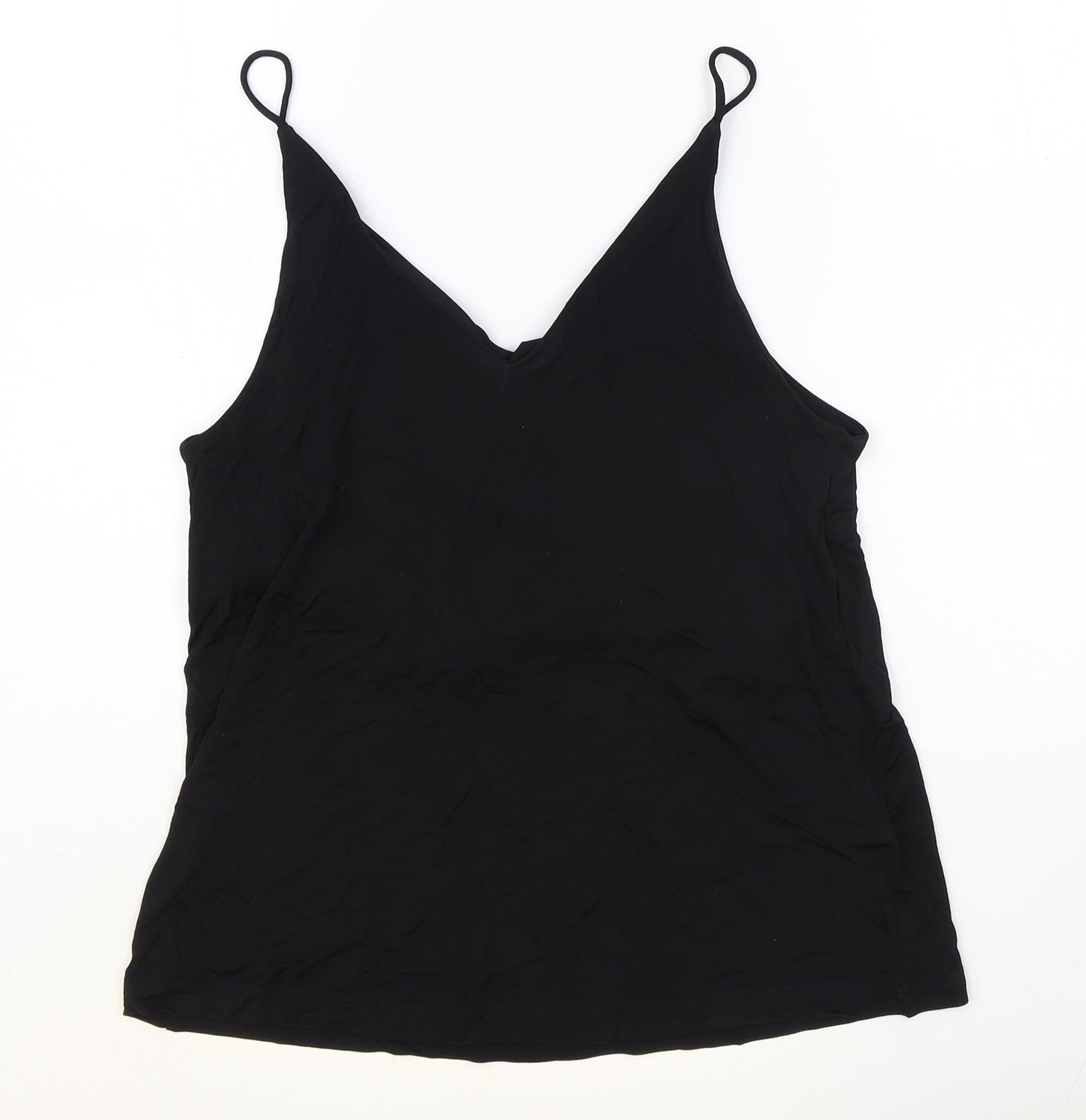 H&M Womens Black Viscose Basic Tank Size S V-Neck