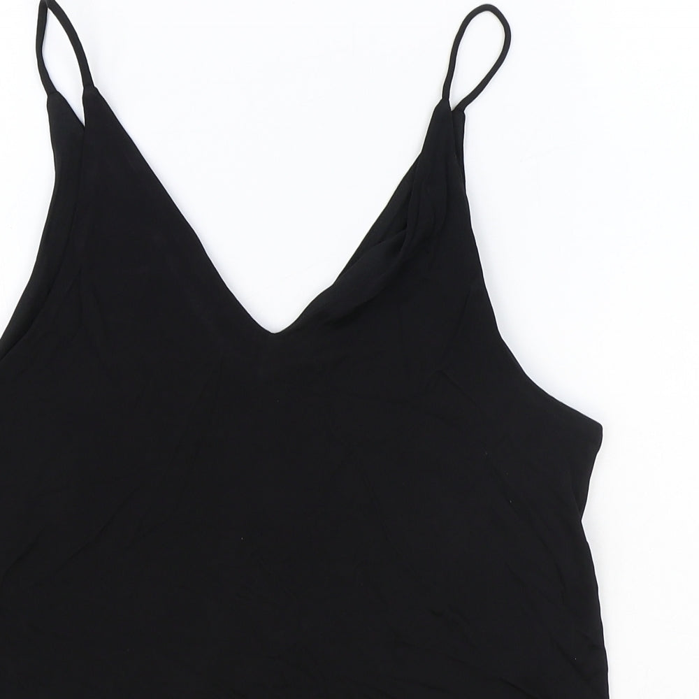 H&M Womens Black Viscose Basic Tank Size S V-Neck
