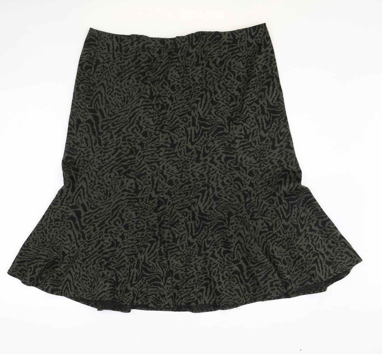 BM Womens Green Animal Print Acrylic Swing Skirt Size 16