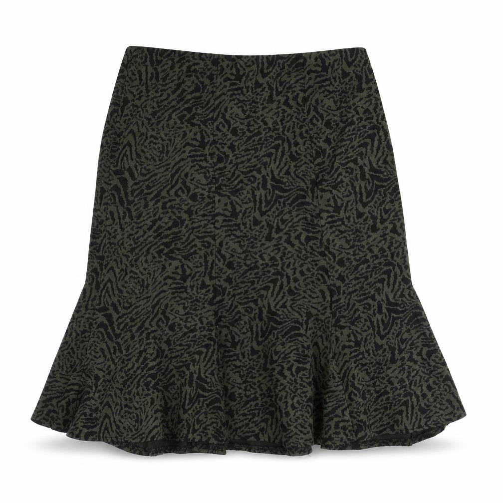 BM Womens Green Animal Print Acrylic Swing Skirt Size 16