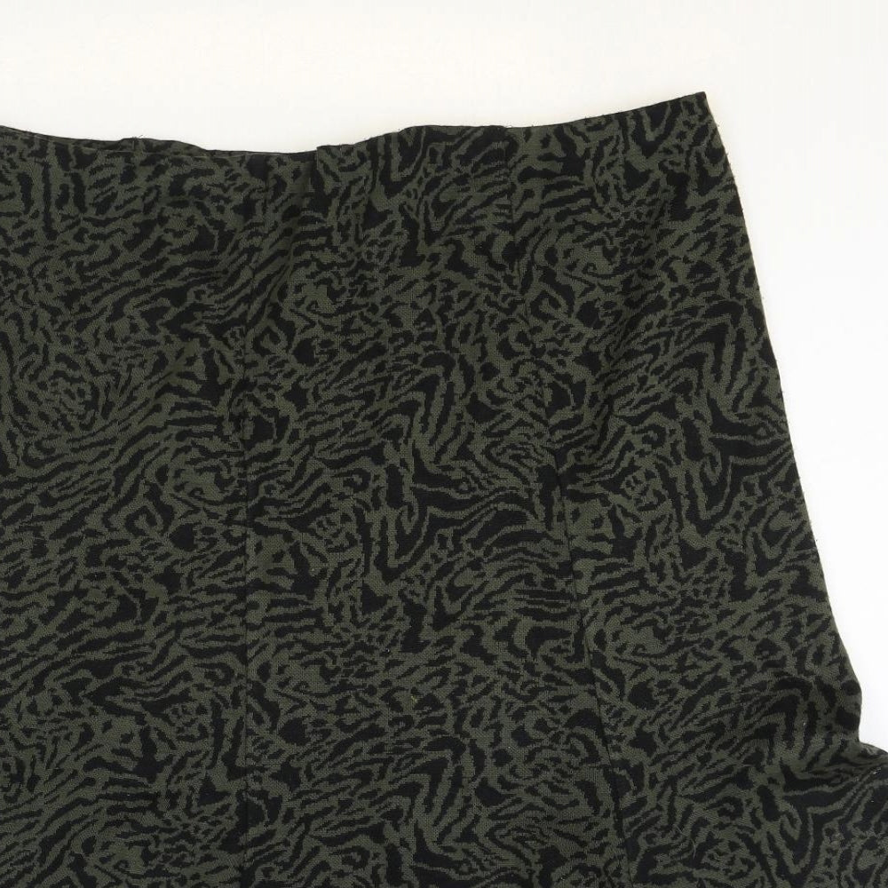 BM Womens Green Animal Print Acrylic Swing Skirt Size 16