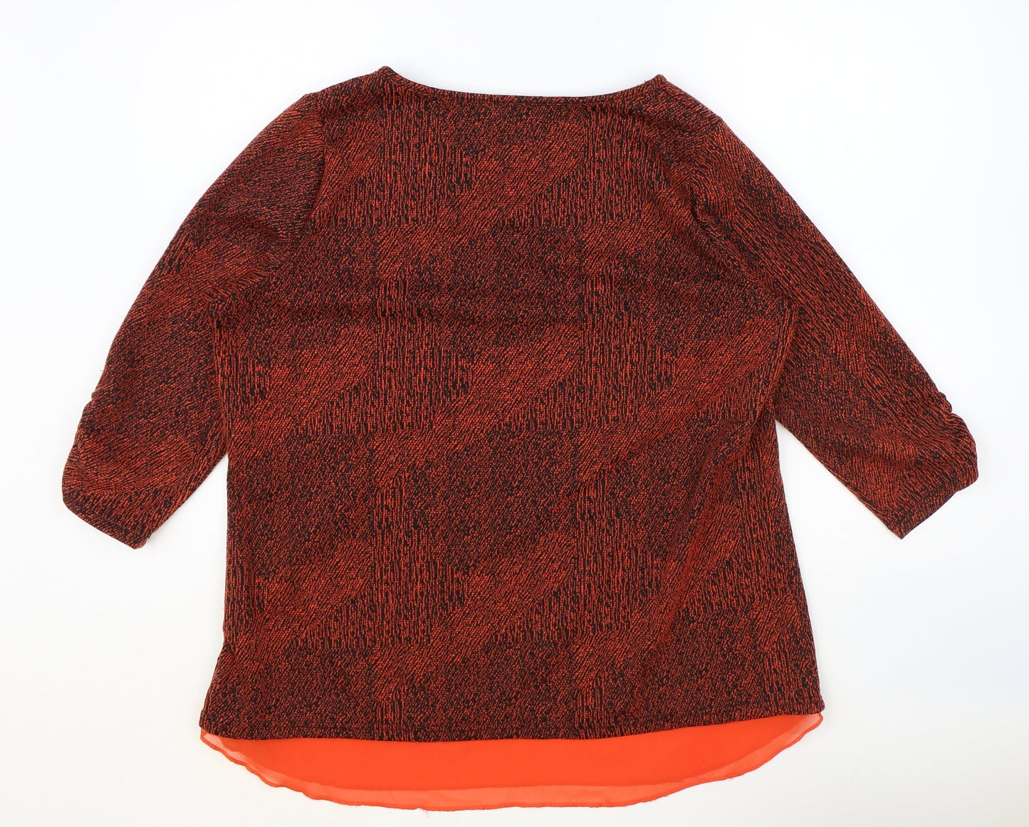 Klass Womens Orange Geometric Polyester Basic Blouse Size L Round Neck