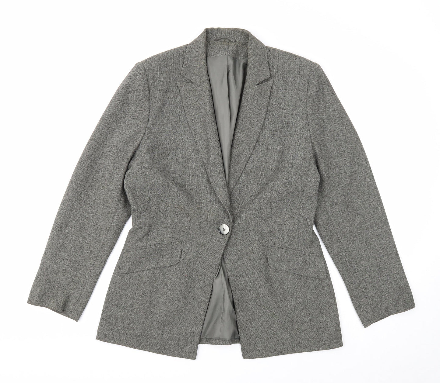 Richards Womens Grey Polyester Jacket Blazer Size 12