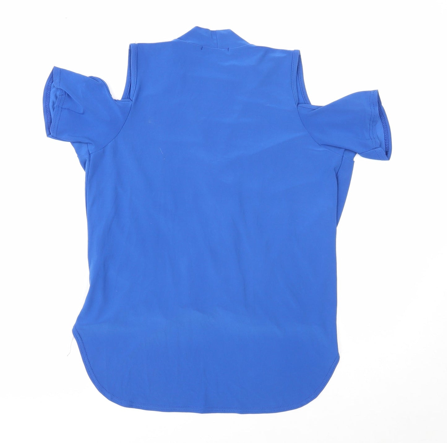 IX London Womens Blue Polyester Basic Blouse Size 12 V-Neck - Cold Shoulder