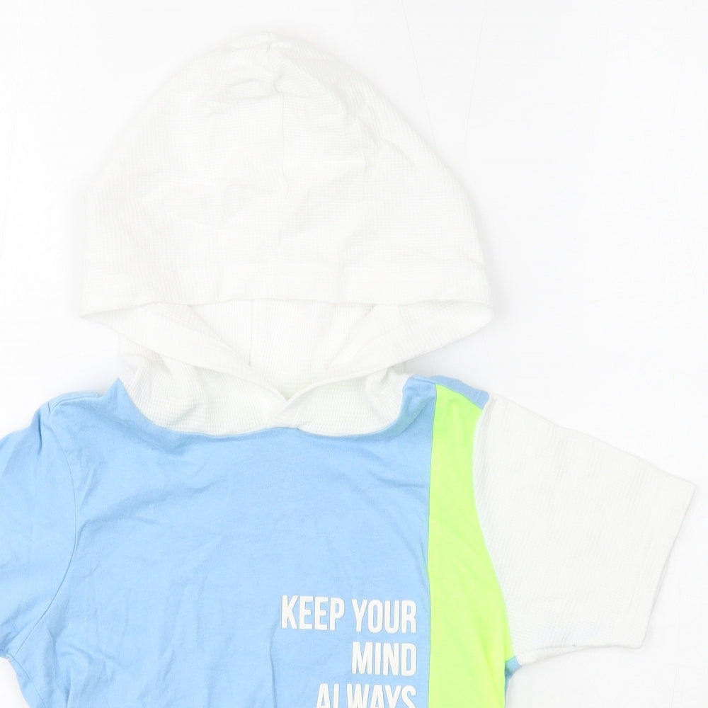 Hop Boys Blue Cotton Basic T-Shirt Size 6-7 Years Round Neck Pullover