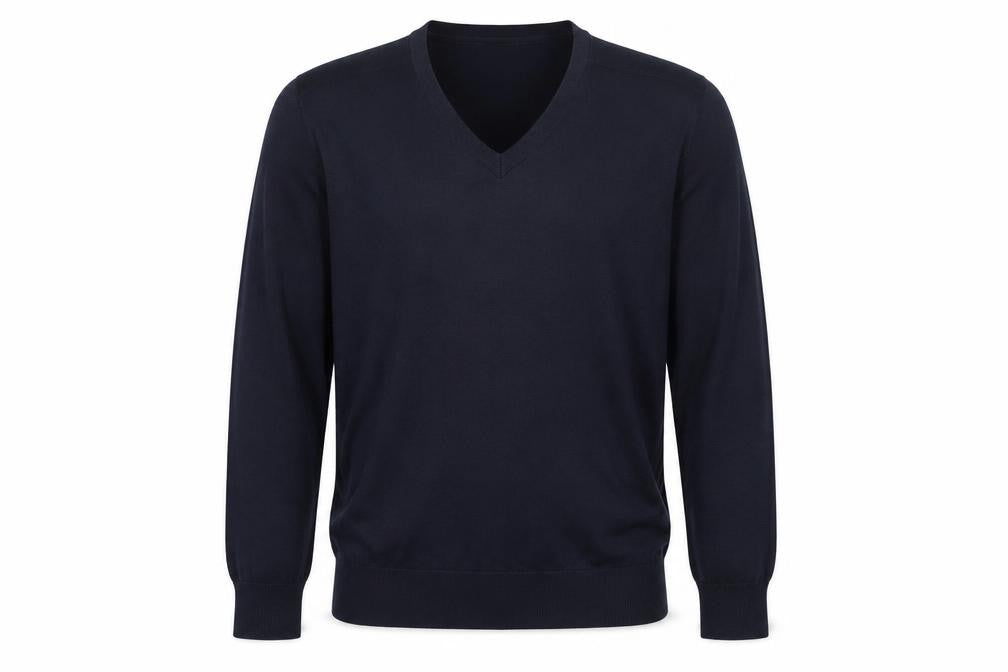 Marks & Spencer Mens Blue V-Neck Cotton Pullover Jumper Size L
