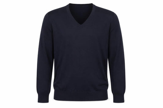 Marks & Spencer Mens Blue V-Neck Cotton Pullover Jumper Size L