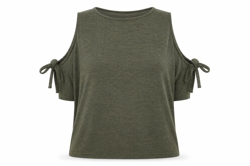 New Look Womens Green Round Neck Paisley Polyester Pullover Jumper Size M - Cold Shoulder