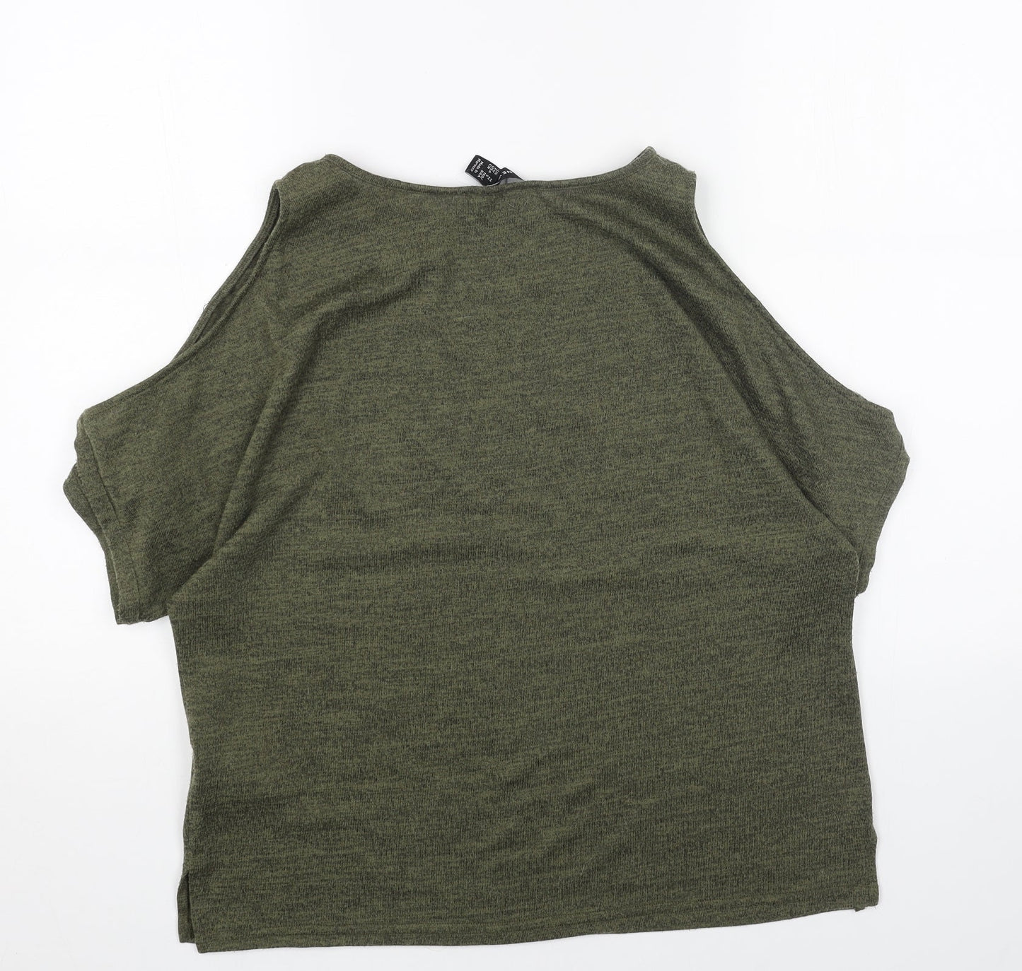 New Look Womens Green Round Neck Paisley Polyester Pullover Jumper Size M - Cold Shoulder