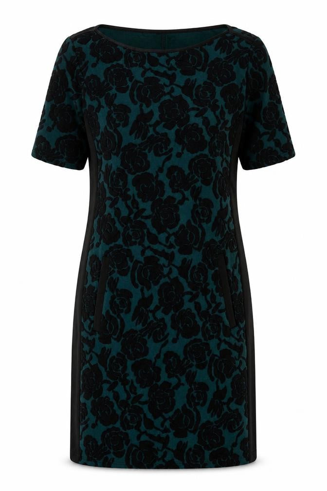 Dorothy Perkins Womens Green Floral Polyester Shift Size 6 Boat Neck Pullover