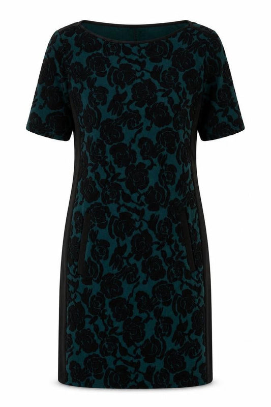 Dorothy Perkins Womens Green Floral Polyester Shift Size 6 Boat Neck Pullover