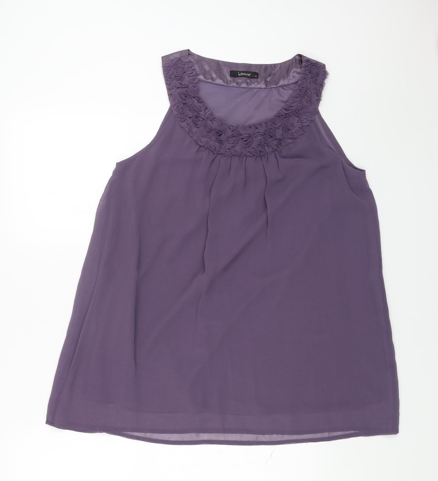 INTOWN Womens Purple Polyester Basic Tank Size 8 Round Neck