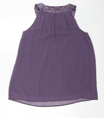 INTOWN Womens Purple Polyester Basic Tank Size 8 Round Neck