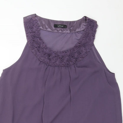 INTOWN Womens Purple Polyester Basic Tank Size 8 Round Neck