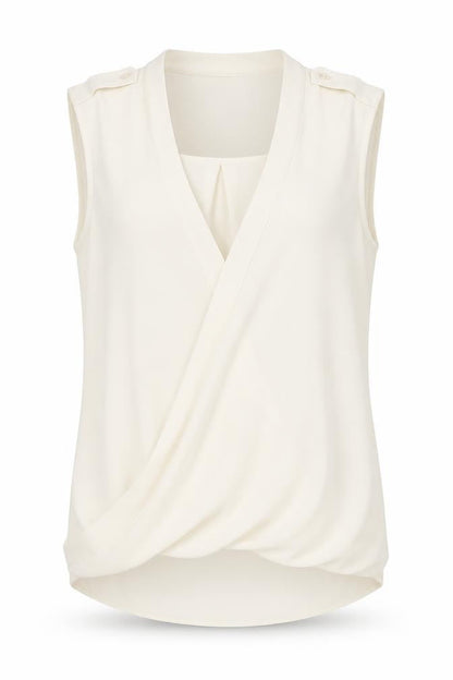Oasis Womens Beige Polyester Basic Blouse Size 8 V-Neck
