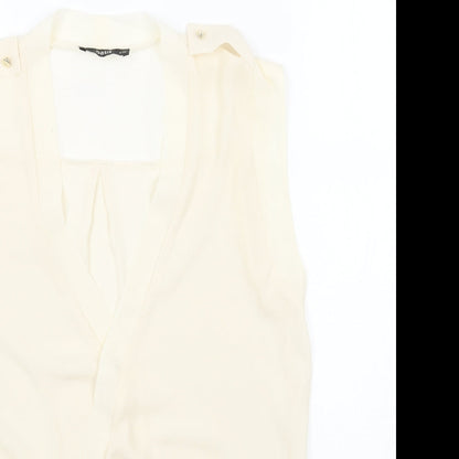 Oasis Womens Beige Polyester Basic Blouse Size 8 V-Neck