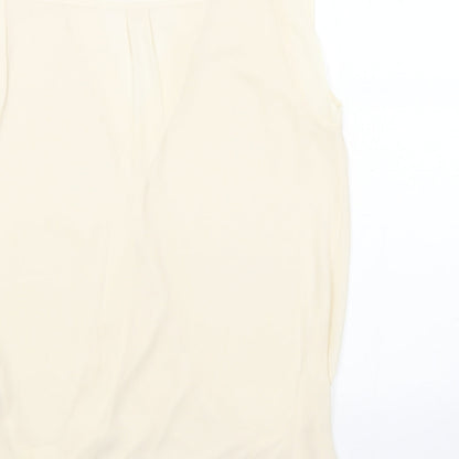 Oasis Womens Beige Polyester Basic Blouse Size 8 V-Neck