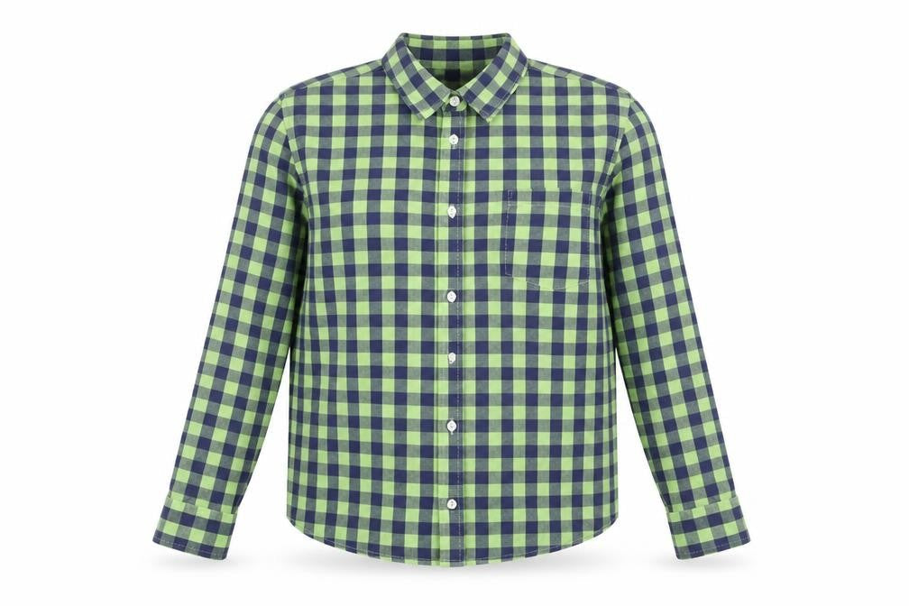 Denim & Co. Womens Green Geometric Cotton Basic Button-Up Size M V-Neck