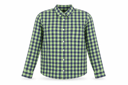 Denim & Co. Womens Green Geometric Cotton Basic Button-Up Size M V-Neck