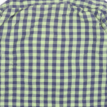 Denim & Co. Womens Green Geometric Cotton Basic Button-Up Size M V-Neck