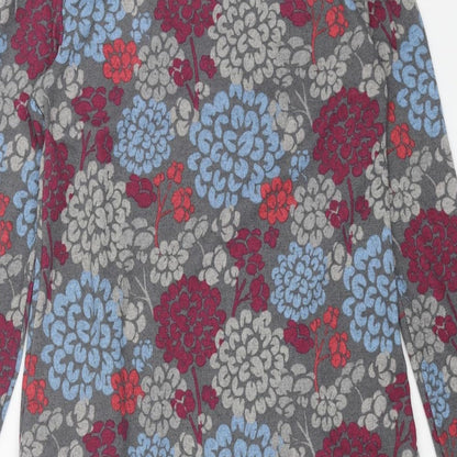 Lily Womens Grey Floral Polyester Shift Size 10 Round Neck Pullover