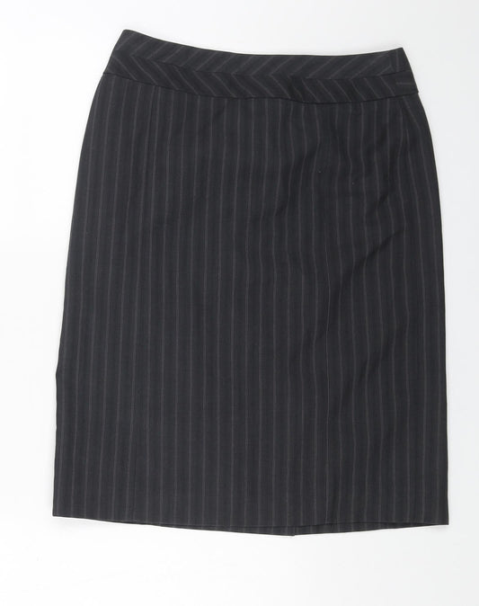 Autonomy Womens Grey Striped Polyester Straight & Pencil Skirt Size 8 Zip