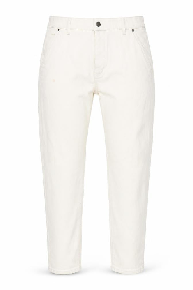 Marks & Spencer Womens White Cotton Tapered Jeans Size 34 in L29 in Regular Button