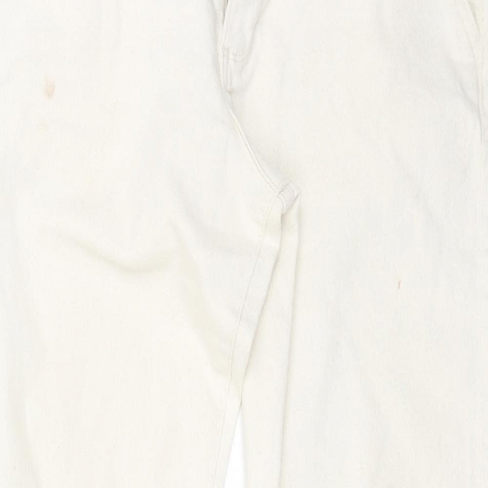Marks and Spencer Womens White Cotton Tapered Jeans Size 34 in L29 in Regular Button
