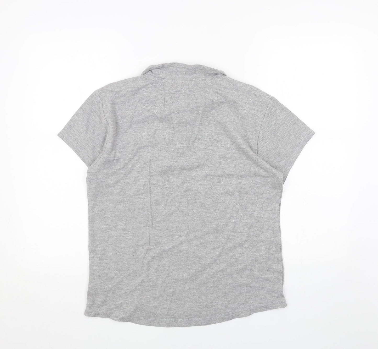 LA Gear Womens Grey Cotton Basic T-Shirt Size 14 V-Neck