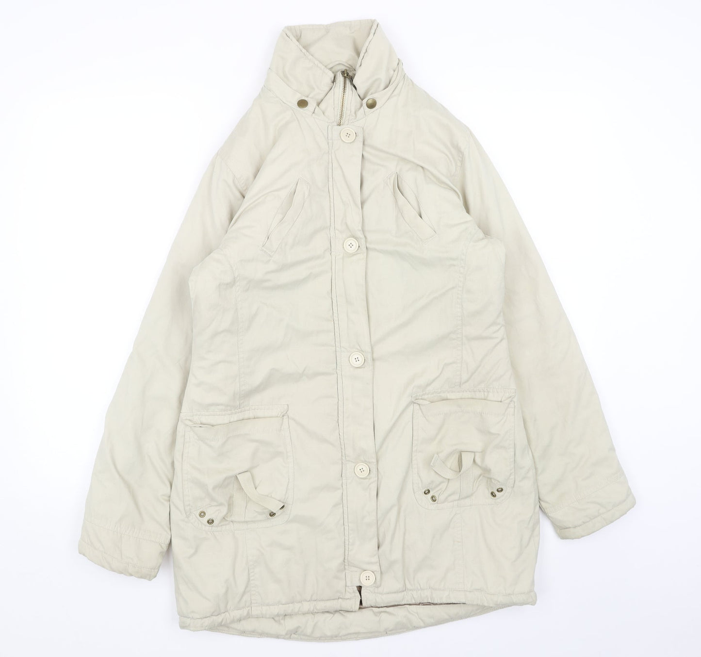 NEXT Womens Beige Overcoat Coat Size 12 Zip