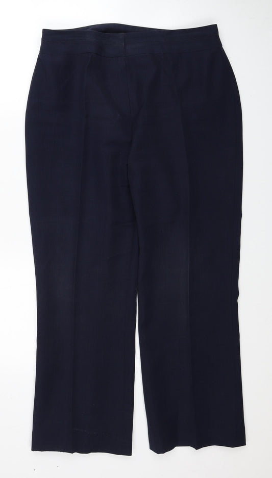 Berkertex Womens Blue Polyester Dress Pants Trousers Size 14 Regular Zip
