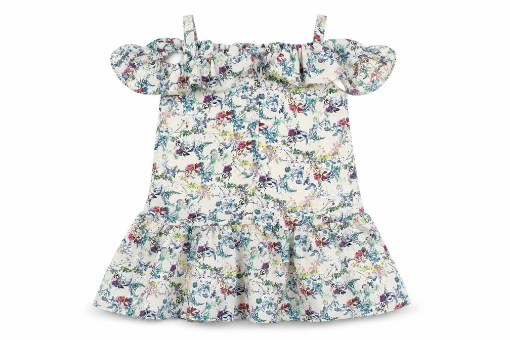 Next Girls Multicoloured Floral Polyester Skater Dress Size 4XL Square Neck Zip