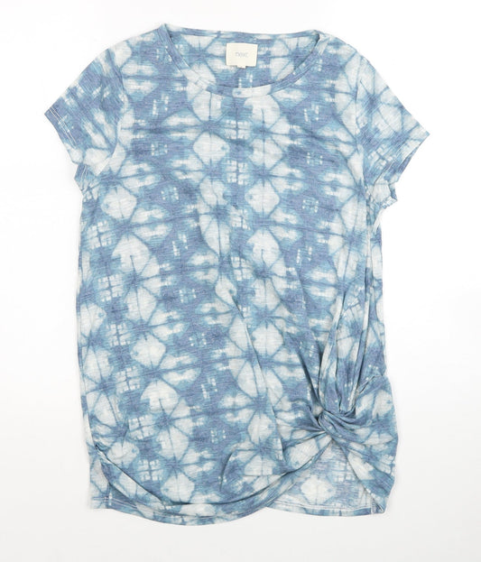 NEXT Womens Blue Geometric Polyester Tunic T-Shirt Size 8 Round Neck