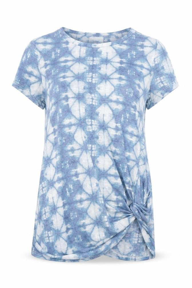 NEXT Womens Blue Geometric Polyester Tunic T-Shirt Size 8 Round Neck