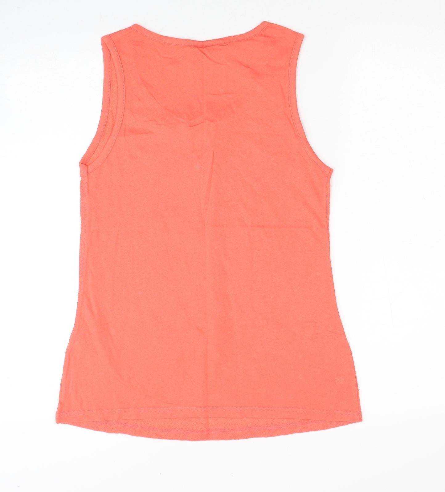 NEXT Womens Red Geometric Polyester Basic Tank Size 8 V-Neck