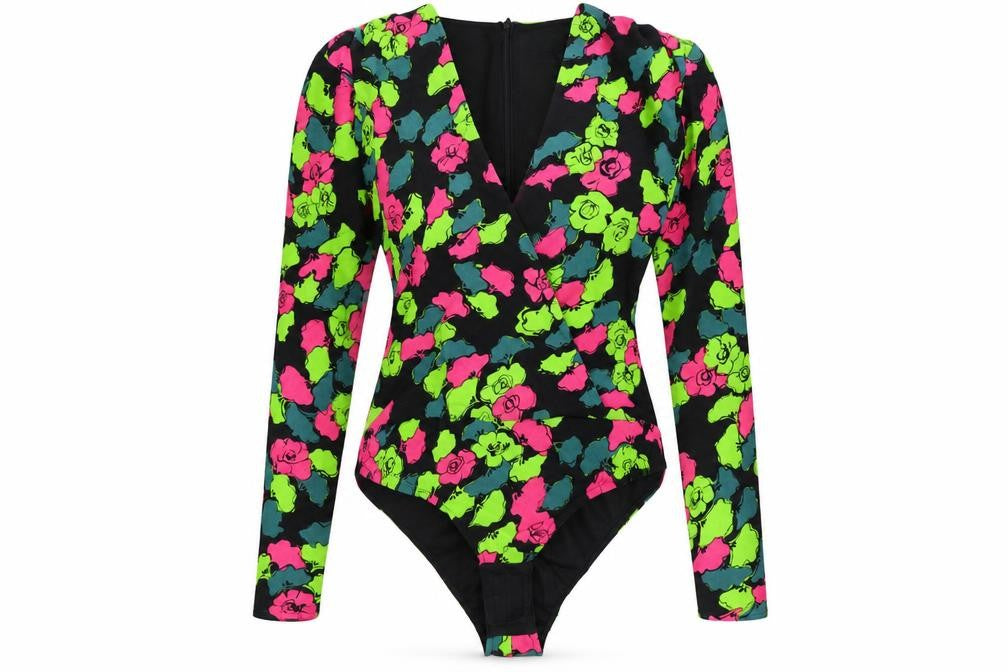 Zara Womens Multicoloured Geometric Polyester Bodysuit One-Piece Size S Snap