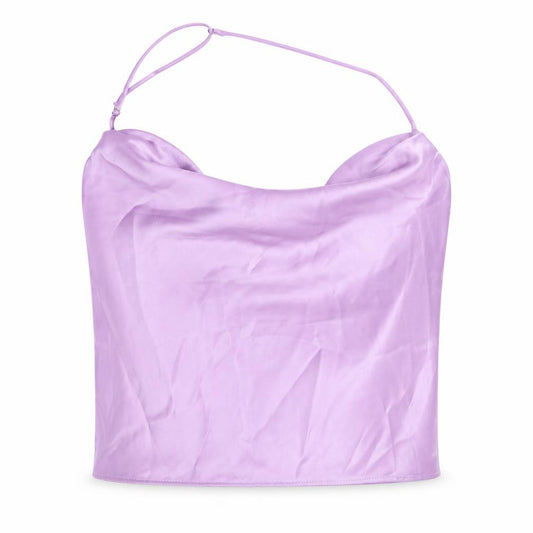 Zara Womens Purple Polyester Cropped Tank Size 2XL Cowl Neck