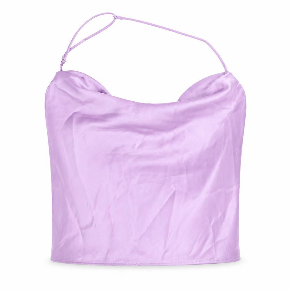 Zara Womens Purple Polyester Cropped Tank Size 2XL Cowl Neck