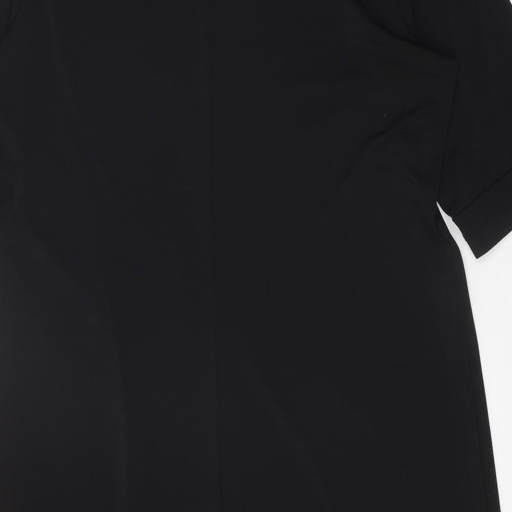 Chico's Womens Black Polyester T-Shirt Dress One Size Boat Neck Pullover - 41 Inch Waist
