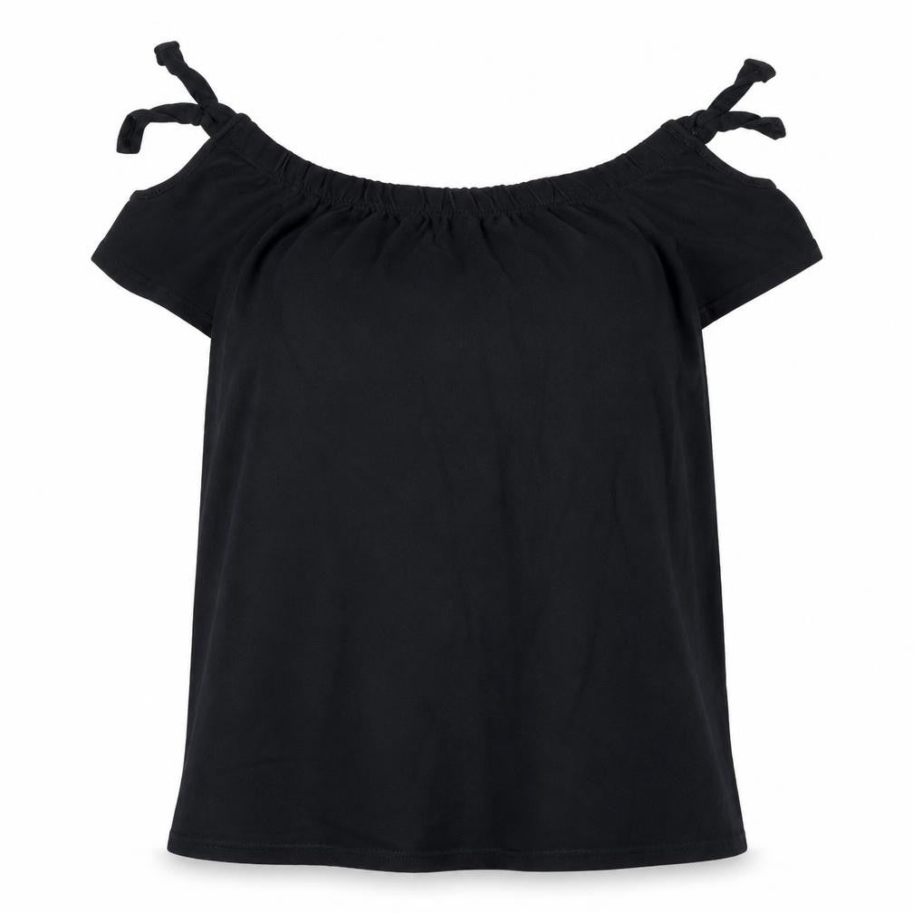 Papaya Womens Black 100% Cotton Basic Blouse Size M Boat Neck