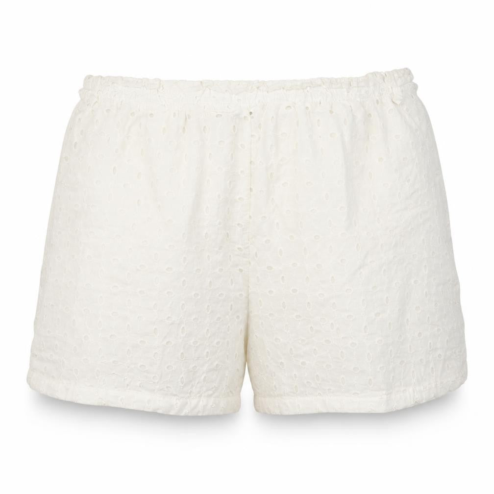 Boohoo Womens White 100% Cotton Bermuda Shorts Size 12 Regular Pull On - Broderie Anglaise