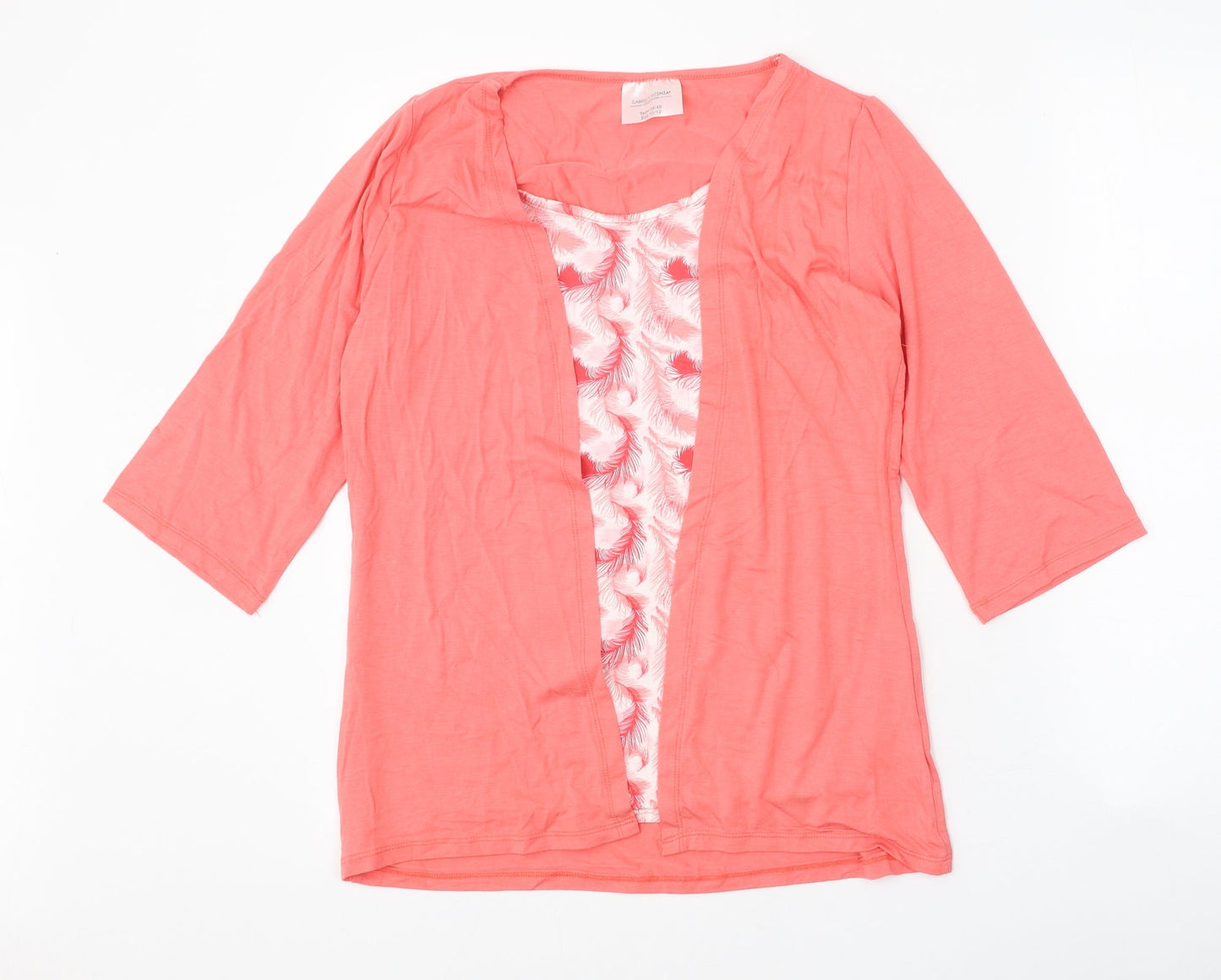Gabriella Vicenza Womens Pink Geometric Viscose Basic T-Shirt Size 10 Round Neck