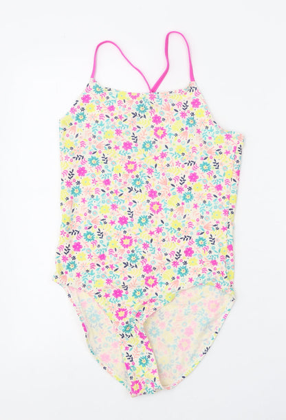 Tu Girls Multicoloured Floral Polyamide Bodysuit One-Piece Size 14 Years Pullover - Swimsuit