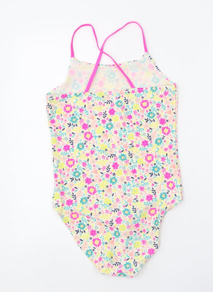 Tu Girls Multicoloured Floral Polyamide Bodysuit One-Piece Size 14 Years Pullover - Swimsuit