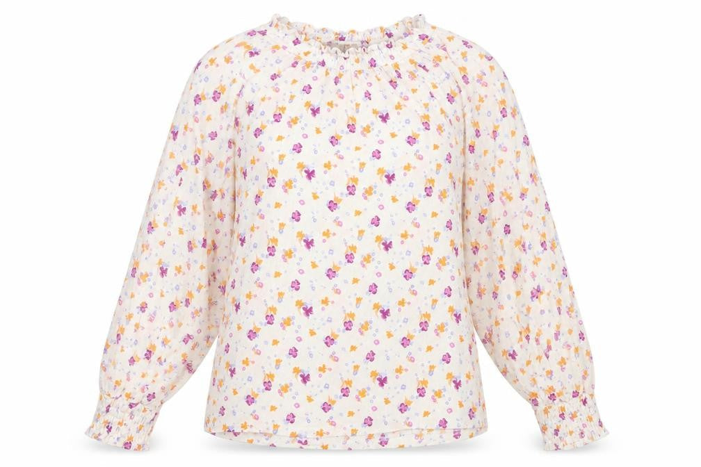 Marks & Spencer Womens White Floral Viscose Basic Blouse Size 14 Round Neck