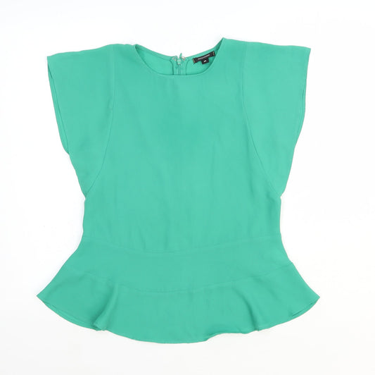 Stella & Dot Womens Green Polyester Basic Blouse Size XS Round Neck